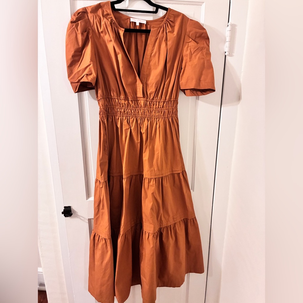 Anthropologie Orange Midi Dress